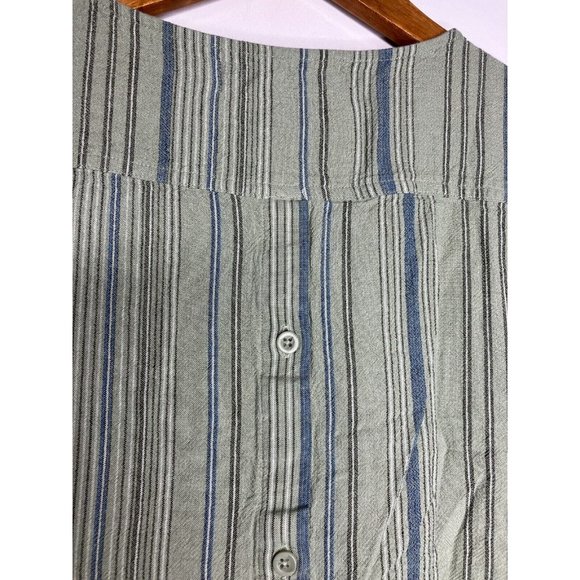 Cloth and Stone Size Medium Linen Blend Shift Dress Green Button Back Short - Picture 9 of 12